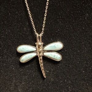 Larimar 925 sterling silver Dragonfly Necklace